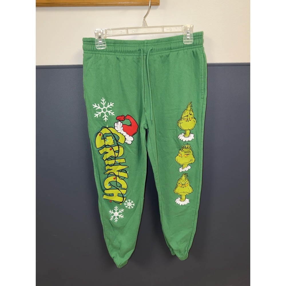 Dr. Seuss‎ The Grinch Men's Green Graphic Jogger Sweatpants Size Small